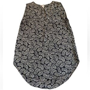 H&M Black & White Feather Print Blouse - Size 10